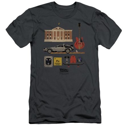 Back To The Future Shirt Slim Fit V Neck Items Charcoal Tee T-Shirt