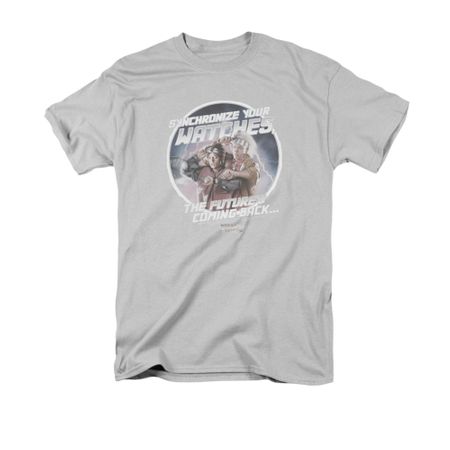 Back To The Future Shirt Synchronize Watches Adult Silver Tee T-Shirt