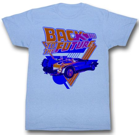 Back To The Future Shirt Blue DeLorean Adult Heather Blue Tee T-Shirt