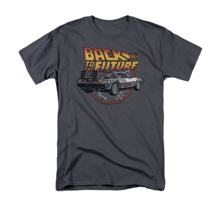Back To The Future Shirt Time Machine Adult Charcoal Tee T-Shirt