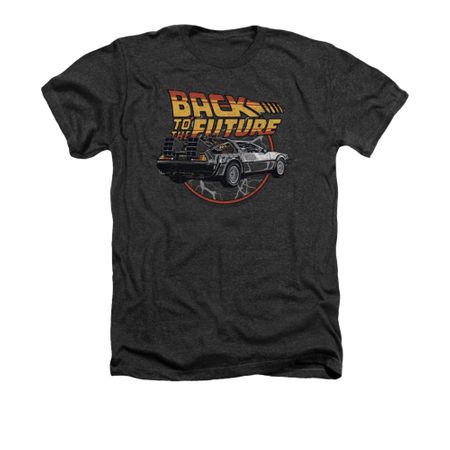 Back To The Future Shirt Time Machine Adult Heather Charcoal Tee T-Shirt
