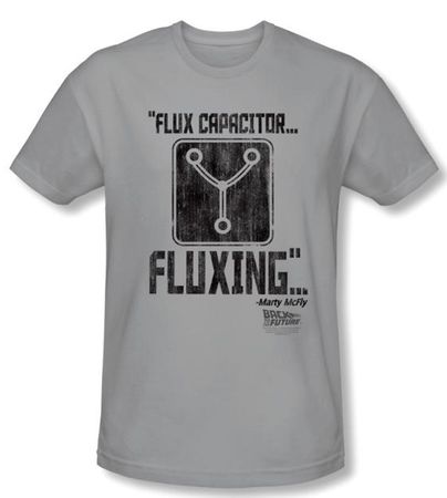 Back To The Future Slim Fit T-shirt Fluxing Adult Silver Tee Shirt