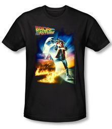 Back To The Future Slim Fit T-shirt Poster Adult Black Tee Shirt