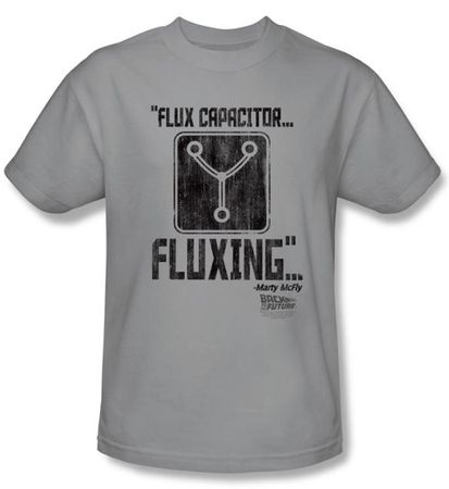 Back To The Future T-shirt Movie Fluxing Adult Silver Tee Shirt