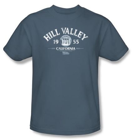 Back To The Future T-shirt Movie Hill Valley 1955 Adult Slate Shirt