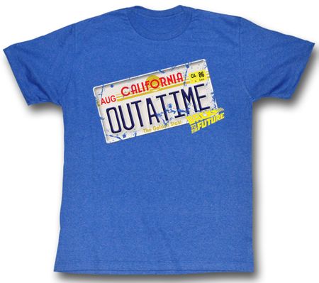 Back To The Future T-Shirt Outatime Sea Blue Heather Adult Tee Shirt