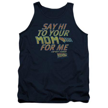 Back To The Future Tank Top Say Hi Navy Blue Tanktop