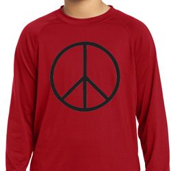 Basic Black Peace Kids Dry Wicking Long Sleeve Shirt