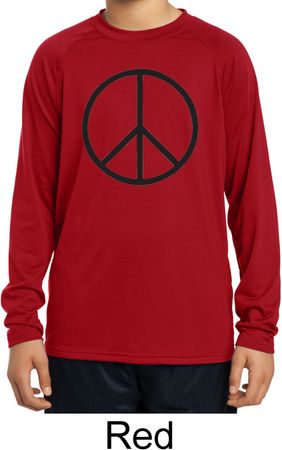 Basic Black Peace Kids Dry Wicking Long Sleeve Shirt