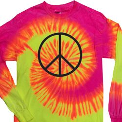 Basic Black Peace Long Sleeve Tie Dye Shirt