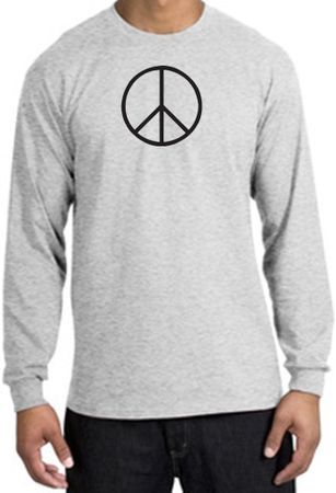 BASIC PEACE BLACK Sign Symbol Adult Long Sleeve T-shirt - Ash