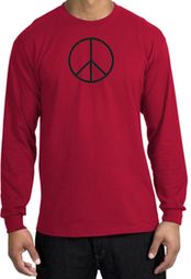 BASIC PEACE BLACK Sign Symbol Adult Long Sleeve T-shirt - Red