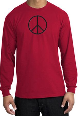 BASIC PEACE BLACK Sign Symbol Adult Long Sleeve T-shirt - Red