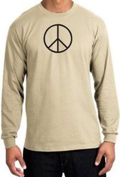 BASIC PEACE BLACK Sign Symbol Adult Long Sleeve T-shirt - Sand
