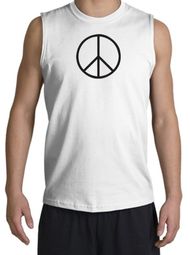 BASIC PEACE BLACK Sign Symbol Adult Muscle Shirt Shooter - White