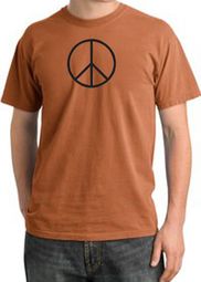 BASIC PEACE BLACK Sign Symbol Adult Pigment Dyed T-shirt - Burnt Orange