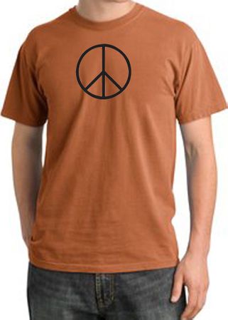 BASIC PEACE BLACK Sign Symbol Adult Pigment Dyed T-shirt - Burnt Orange