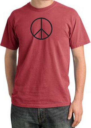 BASIC PEACE BLACK Sign Symbol Adult Pigment Dyed T-shirt - Dashing Red