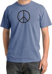 BASIC PEACE BLACK Sign Symbol Adult Pigment Dyed T-shirt - Night Blue