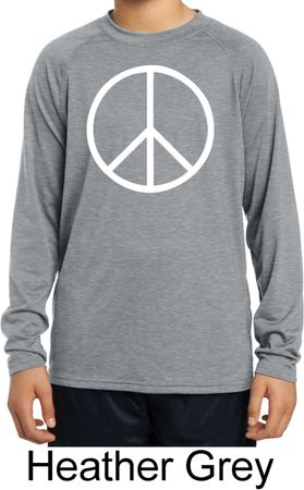 Basic White Peace Kids Dry Wicking Long Sleeve Shirt