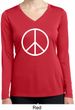 Basic White Peace Ladies Dry Wicking Long Sleeve Shirt