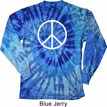 Basic White Peace Long Sleeve Tie Dye Shirt