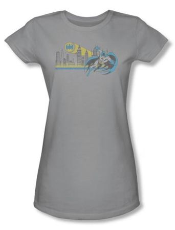 Batman And Robin Juniors T-shirt - Gotham Retro DC Comics Silver