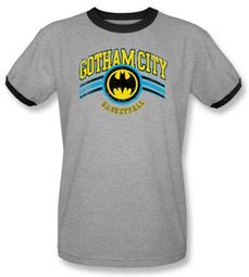 Batman and Robin Ringer Shirt Gotham City Basketball Shirt Grey/Black