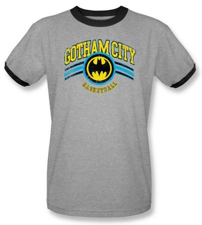 Batman and Robin Ringer Shirt Gotham City Basketball Shirt Grey/Black