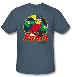 Batman And Robin T-shirt  - The Boy Wonder DC Comics Adult Slate