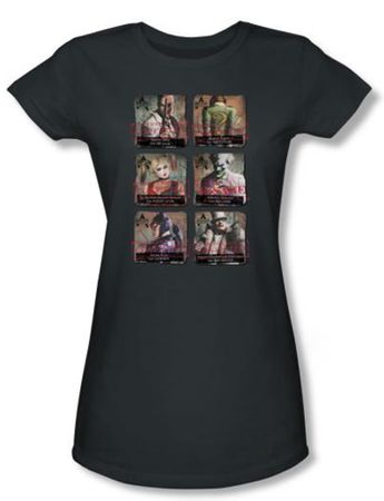 Batman Juniors T-Shirt - Arkham City Arkham Lineup Charcoal Tee