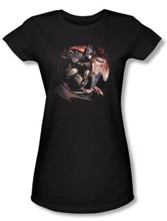 Batman Juniors T-Shirt - Arkham City Blood Moon Black Tee