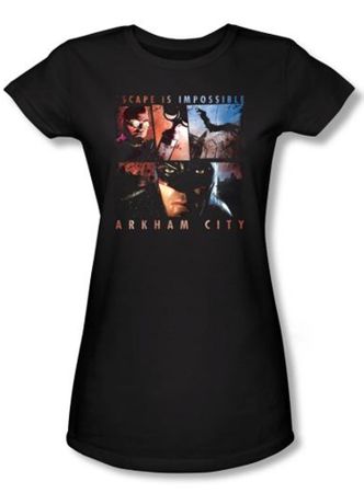 Batman Juniors T-Shirt - Arkham City Escape Is Impossible Black Tee