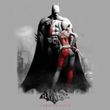 Batman Juniors T-Shirt - Arkham City Harley And Bats Silver Tee