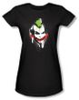 Batman Juniors T-Shirt - Arkham City Joker Spraypaint Smile Black Tee