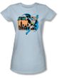 Batman Juniors T-Shirt - Batman In The City Light Blue Tee