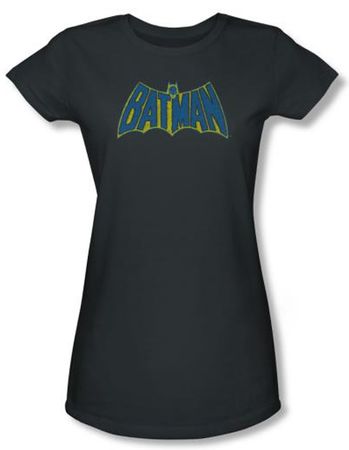 Batman Juniors T-Shirt - Sketch Logo Charcoal Tee