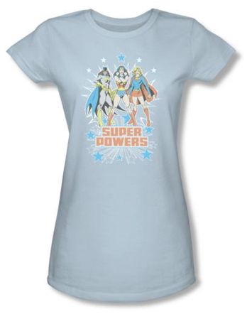 Batman Juniors T-Shirt - Super Powers Light Blue Tee