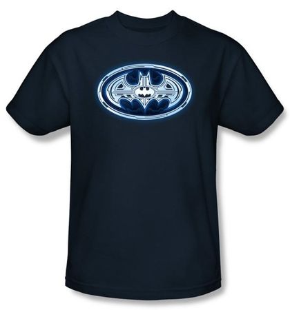 Batman Kids T-Shirt - Cyber Bat Shield Youth Navy Blue Tee
