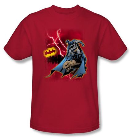 Batman Kids T-Shirt - Lightning Strikes Youth Red Tee