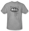 Batman Kids T-Shirt - Riveted Metal Logo Youth Heather Gray Tee
