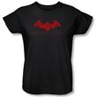 Batman Ladies T-Shirt - Arkham City Red Bat Black Tee