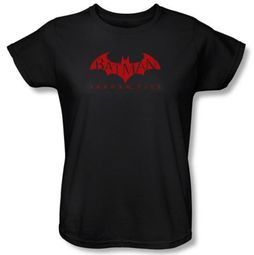 Batman Ladies T-Shirt - Arkham City Red Bat Black Tee Batman Ladies T-Shirt - Arkham City Red Bat Black Tee