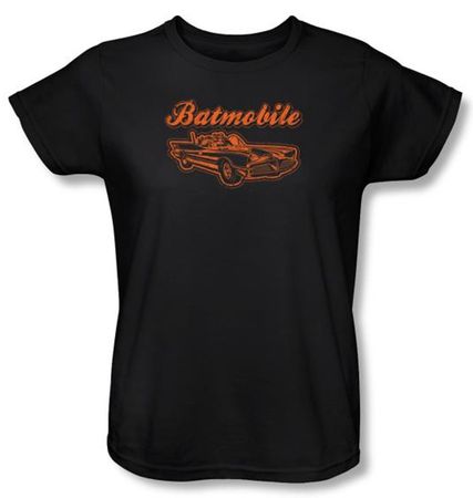 Batman Ladies T-Shirt - Batmobile Black Tee