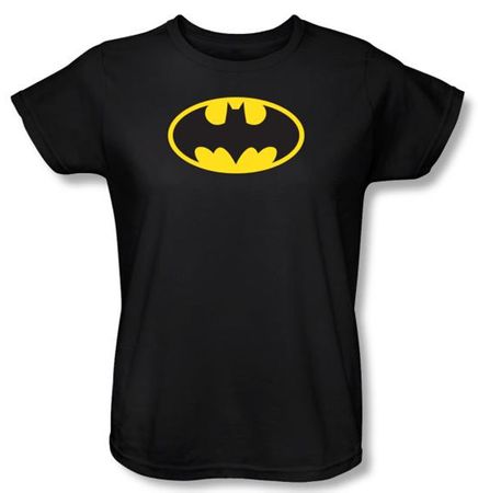 Batman Ladies T-Shirt - Classic Logo Black Tee