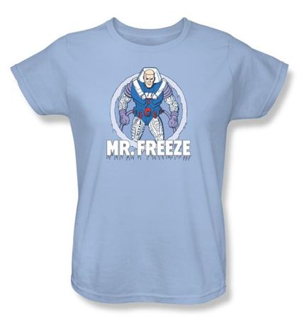 Batman Ladies T-Shirt - Mr Feeze Light Blue Tee