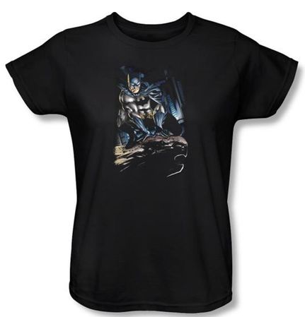 Batman Ladies T-Shirt - Perched Black Tee