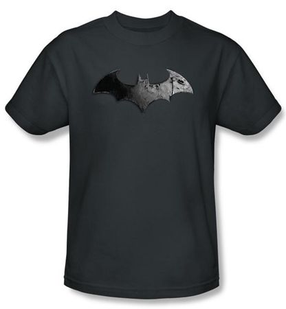 Batman T-Shirt - Arkham City Bat Logo Adult Charcoal Tee