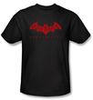 Batman T-Shirt - Arkham City Red Bat Adult Black Tee