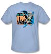 Batman T-Shirt - Batman In The City Adult Light Blue Tee